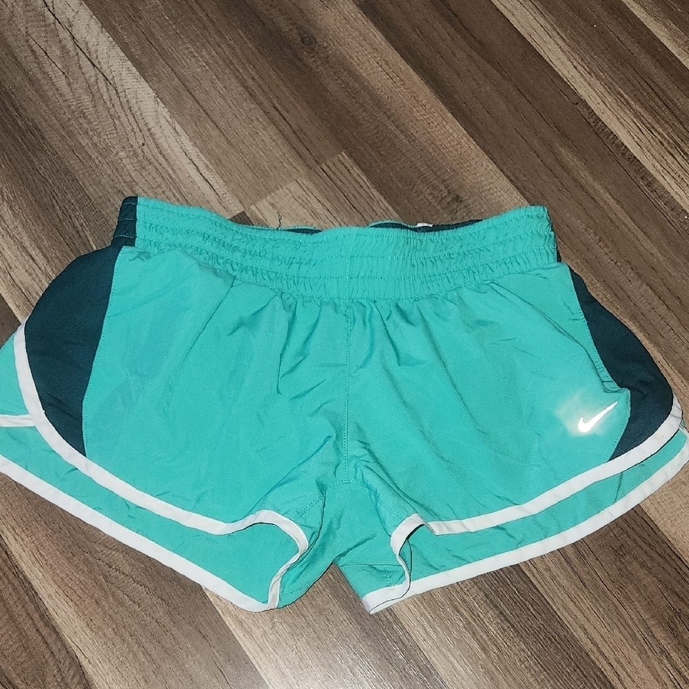 Nike Women's Turquoise and Dark Green Athletic Shorts Size Medium